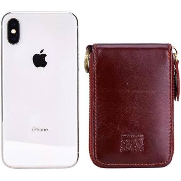 Vintage Full Top Grain Leather Wallet RFID Blocking Multi Card Case with Zipper - Picture 5 of 6